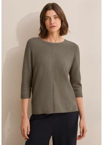 Cecil Damen Strickpulloversmoky taupe melange, casual, Gr. XS, unifarben, Web, 60% Baumwolle, 40% Viskose, Pullover, mit 3/4 Ärmeln