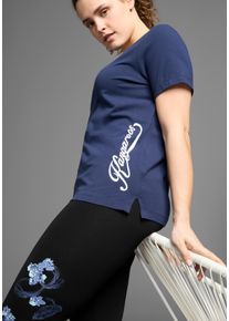 Kangaroos Damen T-Shirt, blau, casual, Gr. 52, Obermaterial: 95% Baumwolle, 5% Elasthan, Shirts, Kurzarm, figurumspielend, unifarben,