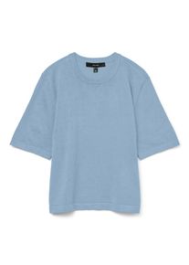 Véro Moda VERO MODA Damen Kurzarmpullover "VMSILJE 2/4 O-NCK OVERSIZE PULL GA NOOS", blau, modisch, Gr. S, unifarben, Strick, Obermaterial: 77% Viskose, 23%