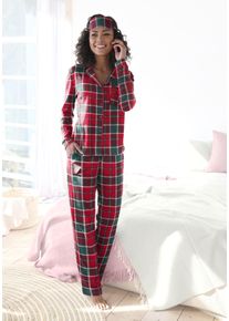 Lascana Damen Schlafanzug, Gr. 32, bunt, Single Jersey, Obermaterial: 100% Baumwolle, kariert, Homewear-Sets, incl. Schlafmaske