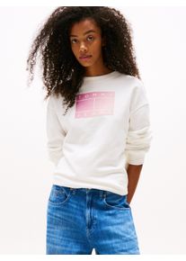 Tommy Jeans Damen Sweatshirt "TJW RLX GRADIENT FLAG CREW", beige, casual, Gr. S, unifarben, Sweatware, Obermaterial: 100% Baumwolle, Sweatshirts