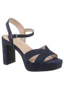 ANISTON SHOES Damen High-Heel-Sandalette, Gr. 40, blau, Textil, Veloursleder, elegant, Schuhe, Sommerschuh, Abendsanale, Plateau - NEUE KOLLEKTION