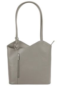 CLUTY Cityrucksack, grau, Rindsleder, Leder, beschichtet, leicht glänzend, elegant, Rucksäcke, echt Leder, Made in Italy