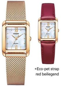 Citizen Damen Solaruhr, rosa, Armbanduhren, Armbanduhr, Damenuhr, Edelstahlarmband, Saphirglas