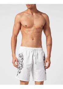 Plein Sport Herren Badehose "Tiger", weiß, Gr. XXL, Obermaterial: 100% Polyester, Badehosen