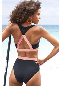 active by Lascana LASCANA ACTIVE Damen Highwaist-Bikini-Hose "Janni", schwarz, Gr. 32, unifarben, kontrastfarbene Details, Recycling-Polyamid, Badehosen, mit