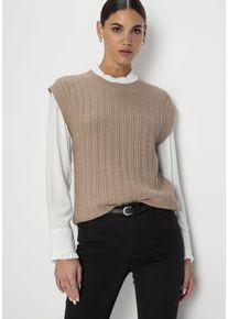 HECHTER PARIS Damen Pullunder, beige, feminin, Gr. 36, meliert, Strick, Obermaterial: 50% Baumwolle, 50% Polyacryl, Pullover, mit Strickmuster