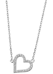Firetti Damen Kette mit Anhänger "Schmuck Geschenk Silber 925 Halsschmuck Halskette Ankerkette Herz", Silber 925 (Sterlingsilber), L: 45cm B: 1,1mm,