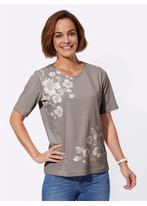 Classic Basics Damen Kurzarmshirt "Shirt", grau, Gr. 40, geblümt, gemustert, 100% Baumwolle, Shirts