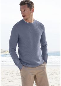 Herren Strickpullover, blau, casual, Gr. S, AUTHENTIC LE JOGGER, unifarben, Strick, Obermaterial: 100% Baumwolle, Pullover, mit Double-Layer Optik,