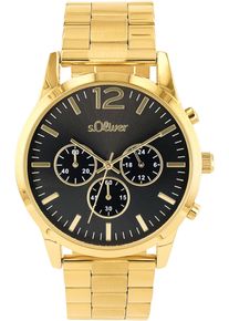 s.Oliver Herren Chronograph, gold, Armbanduhren, Armbanduhr, Quarzuhr, Herrenuhr, Stoppfunktion, 12/24-Stunden-Anzeige