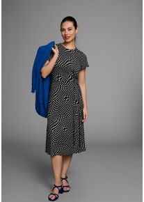HECHTER PARIS Damen Druckkleid, schwarz-weiß, feminin, Gr. 46, gepunktet, Jersey, Obermaterial: 95% Viskose, 5% Elasthan, Kleider, mit Wickeldetail