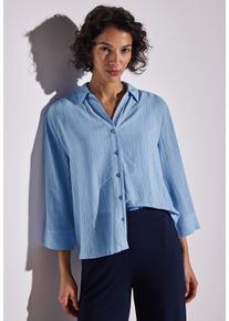 Street One Damen Crinklebluseserenity blau, casual, Gr. 40, unifarben, Web, Obermaterial: 70% Viskose, 30% Polyester, Blusen, mit 3/4-Arm