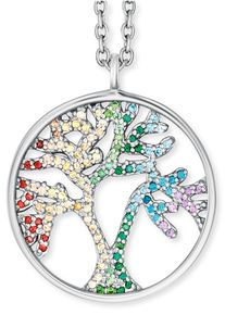 Engelsrufer Damen Kette mit Anhänger "LEBENSBAUM MULTICOLOR, ERN-TREE-ZIM", Silber 925 (Sterlingsilber), L: 50cm, bunt, Silber 925 (Sterlingsilber),
