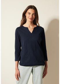 Cecil Damen 3/4-Arm-Shirt, blau, casual, Gr. S, unifarben, Web, 100% Baumwolle, Shirts, mit 3/4 Ärmeln