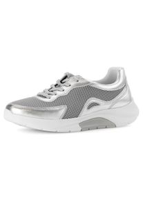 Damen Keilsneaker, Gabor Rollingsoft, Gr. 37, silber, Textil, Lederimitat, metallic, sportlich, Schuhe, Freizeitschuh, Halbschuh, Schnürschuh mit
