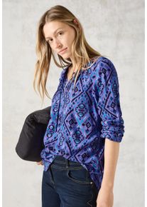 Cecil Damen Langarmbluse, lila, casual, Gr. XS, bedruckt, Web, Obermaterial: 100% Viskose, Blusen, mit geschlitztem Ausschnitt
