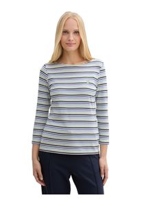 Tom Tailor Damen Langarmshirt, bunt, casual, Gr. XS, gestreift, Obermaterial: 97% Baumwolle, 3% Elasthan, Shirts, mit Herz Print