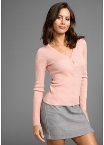 Laura Scott Damen Strickjacke, rosa, feminin, Gr. 40, unifarben, Rippstrick, Obermaterial: 70% Viskose, 30% Polyamid, Strickjacken, mit Perlenknöpfen