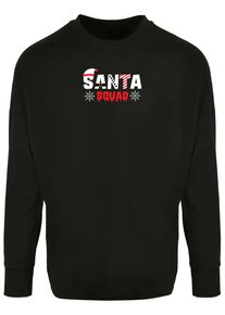 Merchcode Herren Longsleeve "Merchcode Herren Santa Squad Oversized Cut On Sleeve Longsleeve", schwarz, klassisch, Gr. L, bedruckt, 100% Baumwolle,