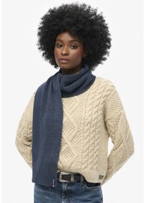 Superdry Damen Strickschal "ESSENTIAL LOGO KNITTED SCARF", blau, casual, meliert, Strick, Materialmix, Modetücher