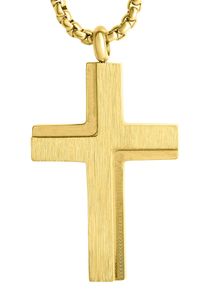 Firetti Damen Kette mit Anhänger "Schmuck Geschenk Kreuz", Edelstahl, L: 45cm B: 2,3mm, gold, Edelstahl, B:2,3mm, Halsketten