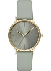 Armani Exchange Damen Quarzuhr, grau, Armbanduhren, Armbanduhr, Damenuhr, Lederarmband, analog