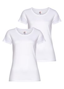 Damen Rundhalsshirt "Lady Fit Premium", weiß, Basic, Gr. XXL, Fruit of the Loom, unifarben, Single Jersey, Obermaterial: 100% Baumwolle, Shirts