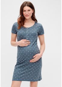 MAMALICIOUS Damen Umstandsnachthemd "MLMIRA STAR JRS NIGHTGOWN 2F A. E. NOOS", Gr. M, grau, Jersey, Obermaterial: 100% Baumwolle, bedruckt, casual,