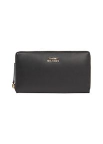 Tommy Hilfiger Geldbörse "LEATHER LRG ZA", schwarz, Leder, elegant, Kleinlederwaren, Damen Geldbeutel, Portemonnaie mit vielen Kartensteckfächern