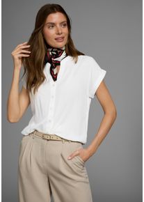 Boysen's BOYSEN'S Damen Hemdbluse, weiß, feminin, Gr. 44, Web, Obermaterial: 100% Viskose, Blusen, im Oversized-Style mit Ballonsaum