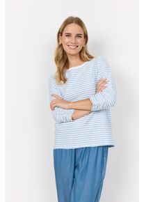 soyaconcept Damen T-Shirt "SC-PISA 2"air blau combi, modisch, Gr. XL, gestreift, Single Jersey, Obermaterial: 72% Baumwolle, 25% Viskose, 3%