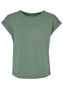 Urban Classics Mädchen T-Shirt "Urban Classics Damen Girls Organic Extended Shoulder Tee", grün, casual, Gr. 122, unifarben, 100% Baumwolle, Shirts