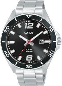 Lorus Herren Solaruhr, silber, Armbanduhren, Armbanduhr, Herrenuhr, Edelstahlarmband, Datum