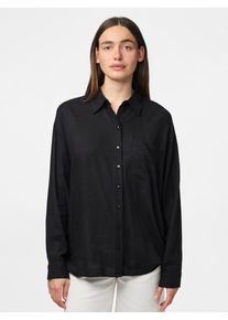 Pieces Damen Hemdbluse "PCPIA LS LOOSE SHIRT WVN NOOS", schwarz, modisch, Gr. XS, unifarben, Web, Obermaterial: 70% Viskose, 30% Leinen, Blusen, mit