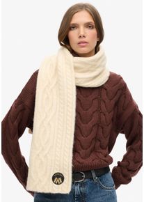 Superdry Damen Strickschal "CABLE LUXE KNIT SCARF", beige, casual, unifarben, Strick, Materialmix, Modetücher