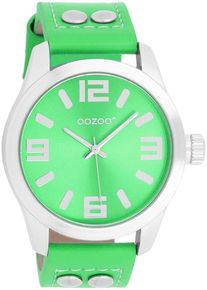 Oozoo Damen Quarzuhr, grün, Armbanduhren, Armbanduhr, Damenuhr, Herrenuhr, Lederarmband, Ø 40mm