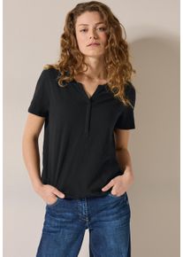 Cecil Damen T-Shirt, schwarz, casual, Gr. XL, unifarben, Web, 100% Baumwolle, Shirts, aus reiner Baumwolle