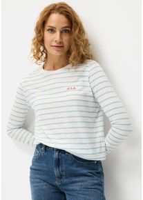 Lascana Damen Langarmshirt, blau, modisch, Gr. 32, gestreift, Web, Obermaterial: 50% Baumwolle, 50% Polyester, Shirts