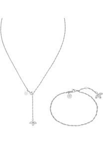 PURELEI Damen Schmuckset "Schmuck Edelstahl Kette und Fußkette Mahina Club Lotus, 2308-MC-Lotus", silber, Edelstahl, Schmuck-Sets, mit Zirkonia