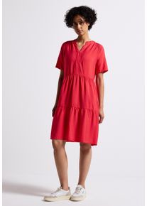 Street One Damen Tunikakleid, rot, casual, Gr. 38, unifarben, Stoff, 88% Viskose, 12% Polyamid, Kleider, mit Volant