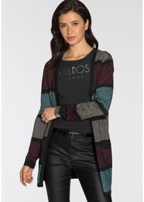 Melrose Damen Longstrickjacke, bunt, feminin, Gr. 32, gestreift, Feinstrick, Glitzergarne, Obermaterial: 43% Viskose, 22% Polyamid, 20% Polyester,