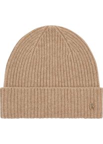 Tommy Hilfiger Damen Strickmütze "CASHMERE CHIC BEANIE", braun, casual, Kaschmir, Mützen, mit Monogramm-Emblem