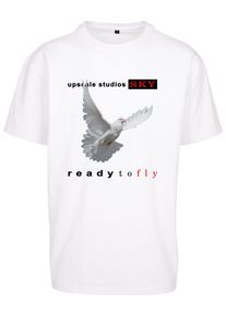 Herren T-Shirt "Upscale by Mister Tee Unisex Ready to fly Oversize Tee", weiß, casual, Gr. 5XL, UPSCALE BY MISTER TEE, unifarben, 100% Baumwolle,