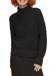 QS Damen Strickpullover, schwarz, casual, Gr. XXL, unifarben, Strick, Obermaterial: 50% Baumwolle, 50% Polyacryl, Pullover, mit geripptem Rollkragen