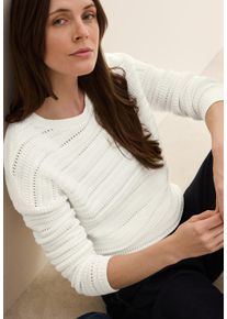 Cecil Damen Strickpullover, weiß, casual, Gr. XL, unifarben, Strick, Obermaterial: 60% Baumwolle, 40% Polyacryl, Pullover, mit Grobstrick-Look