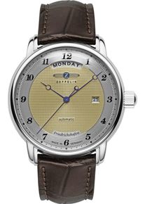 Zeppelin Herren Automatikuhr "Friedrichshafen Automatic Day/Date"braun, Armbanduhren, Armbanduhr, Herrenuhr, Made in Germany, Mechanische Uhr,
