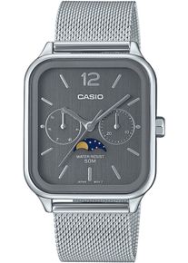 Damen Quarzuhr, silber, CASIO TIMELESS COLLECTION, Armbanduhren, Armbanduhr, Herrenuhr, Damenuhr, Datum, Mondphase, Edelstahlarmband