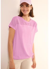 Cecil Damen T-Shirtcherry blossom pink, casual, Gr. L, unifarben, Jersey, Obermaterial: 50% Baumwolle, 50% Modal, Shirts, mit Meshdetail
