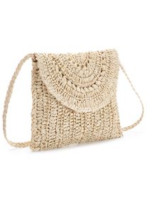 Vivance Damen Umhängetasche "Minibag", beige, Materialmix, unifarben, Flechtoptik, Taschen, Strandtasche, Schultertasche, Handtasche in Bast-Optik,